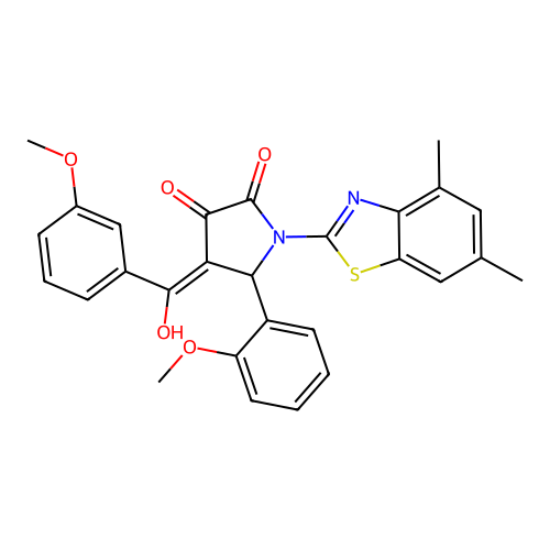 (4E)-1-(4,6-dimethyl-1,3-benzothiazol-2-yl)-4-[hydroxy(3-methoxyphenyl)methylidene]-5-(2-methoxyphenyl)pyrrolidine-2,3-dione structure