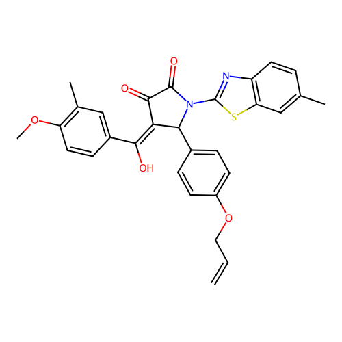 (4E)-4-[hydroxy(4-methoxy-3-methylphenyl)methylidene]-1-(6-methyl-1,3-benzothiazol-2-yl)-5-[4-(prop-2-en-1-yloxy)phenyl]pyrrolidine-2,3-dione structure
