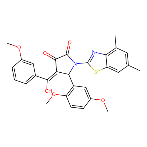 (4E)-5-(2,5-dimethoxyphenyl)-1-(4,6-dimethyl-1,3-benzothiazol-2-yl)-4-[hydroxy(3-methoxyphenyl)methylidene]pyrrolidine-2,3-dione structure