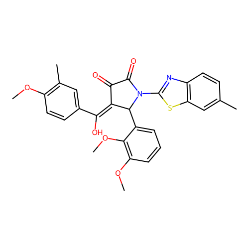 (4E)-5-(2,3-dimethoxyphenyl)-4-[hydroxy(4-methoxy-3-methylphenyl)methylidene]-1-(6-methyl-1,3-benzothiazol-2-yl)pyrrolidine-2,3-dione structure