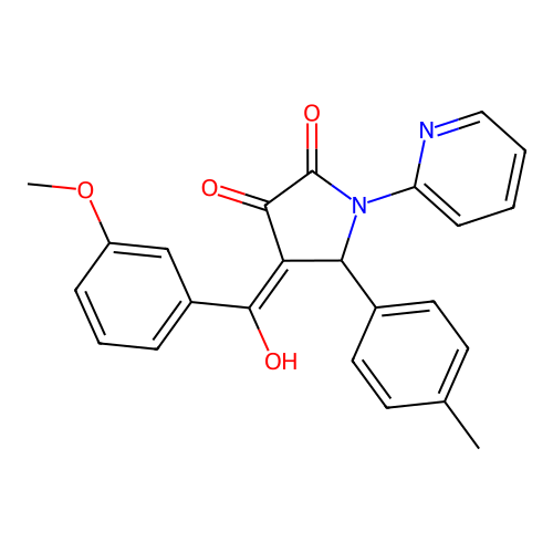 3-hydroxy-4-(3-methoxybenzoyl)-1-(pyridin-2-yl)-5-(p-tolyl)-1H-pyrrol-2(5H)-one structure