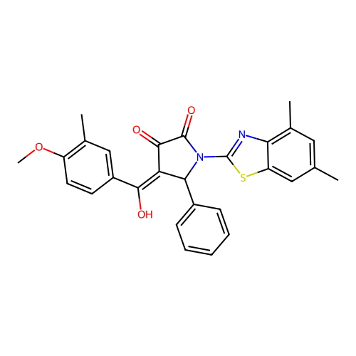 (4E)-1-(4,6-dimethyl-1,3-benzothiazol-2-yl)-4-[hydroxy(4-methoxy-3-methylphenyl)methylidene]-5-phenylpyrrolidine-2,3-dione structure