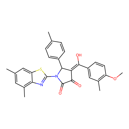 (4E)-1-(4,6-dimethyl-1,3-benzothiazol-2-yl)-4-[hydroxy(4-methoxy-3-methylphenyl)methylidene]-5-(4-methylphenyl)pyrrolidine-2,3-dione structure