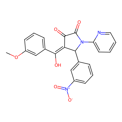 3-hydroxy-4-(3-methoxybenzoyl)-5-(3-nitrophenyl)-1-(pyridin-2-yl)-1H-pyrrol-2(5H)-one structure