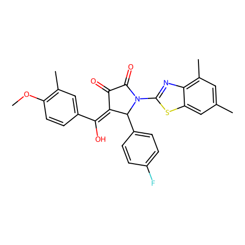 (4E)-1-(4,6-dimethyl-1,3-benzothiazol-2-yl)-5-(4-fluorophenyl)-4-[hydroxy(4-methoxy-3-methylphenyl)methylidene]pyrrolidine-2,3-dione structure
