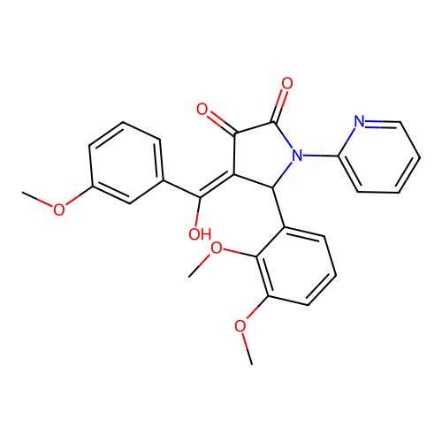 (4E)-5-(2,3-dimethoxyphenyl)-4-[hydroxy(3-methoxyphenyl)methylidene]-1-(pyridin-2-yl)pyrrolidine-2,3-dione structure