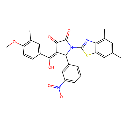 (4E)-1-(4,6-dimethyl-1,3-benzothiazol-2-yl)-4-[hydroxy(4-methoxy-3-methylphenyl)methylidene]-5-(3-nitrophenyl)pyrrolidine-2,3-dione structure