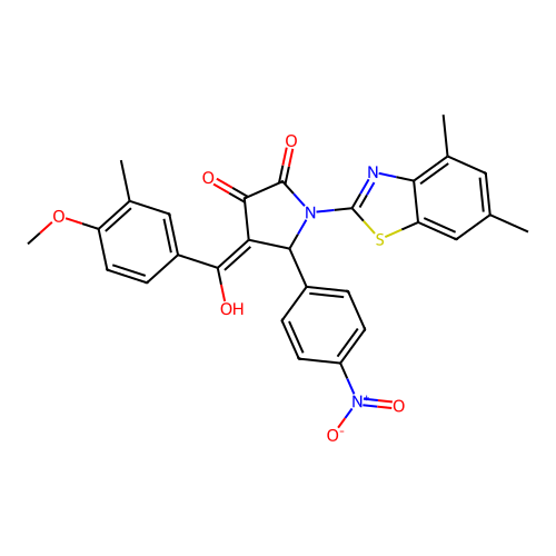 (4E)-1-(4,6-dimethyl-1,3-benzothiazol-2-yl)-4-[hydroxy(4-methoxy-3-methylphenyl)methylidene]-5-(4-nitrophenyl)pyrrolidine-2,3-dione structure