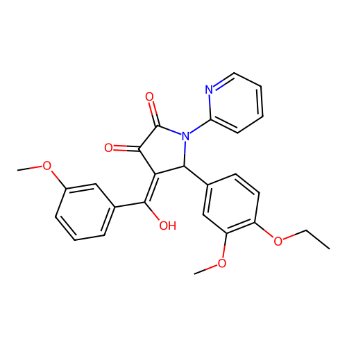 (4E)-5-(4-ethoxy-3-methoxyphenyl)-4-[hydroxy(3-methoxyphenyl)methylidene]-1-(pyridin-2-yl)pyrrolidine-2,3-dione structure