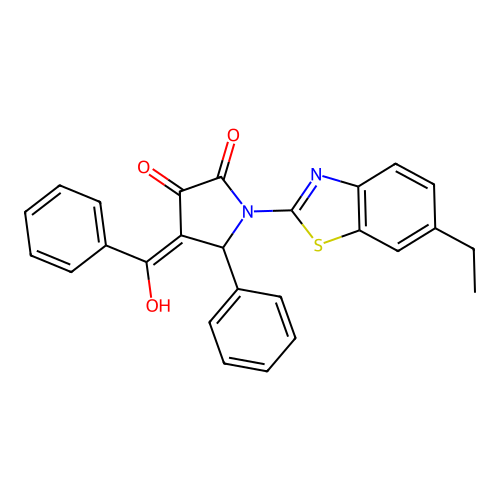 (4E)-1-(6-ethyl-1,3-benzothiazol-2-yl)-4-[hydroxy(phenyl)methylidene]-5-phenylpyrrolidine-2,3-dione structure