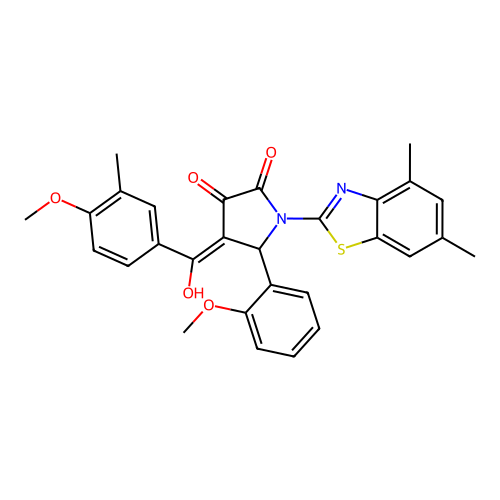 (4E)-1-(4,6-dimethyl-1,3-benzothiazol-2-yl)-4-[hydroxy(4-methoxy-3-methylphenyl)methylidene]-5-(2-methoxyphenyl)pyrrolidine-2,3-dione structure