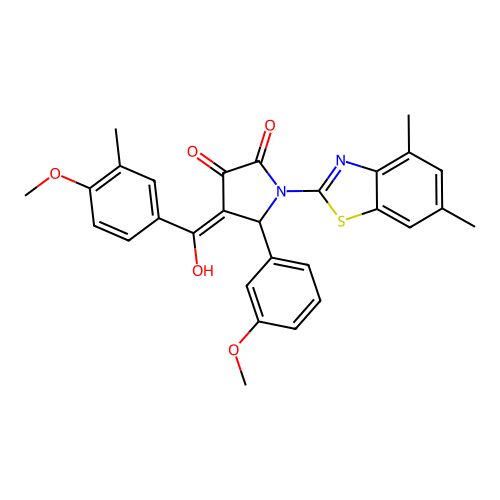 (4E)-1-(4,6-dimethyl-1,3-benzothiazol-2-yl)-4-[hydroxy(4-methoxy-3-methylphenyl)methylidene]-5-(3-methoxyphenyl)pyrrolidine-2,3-dione structure