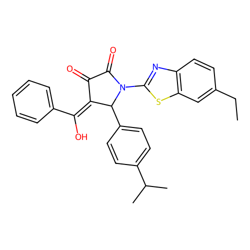 (4E)-1-(6-ethyl-1,3-benzothiazol-2-yl)-4-[hydroxy(phenyl)methylidene]-5-(4-propan-2-ylphenyl)pyrrolidine-2,3-dione structure