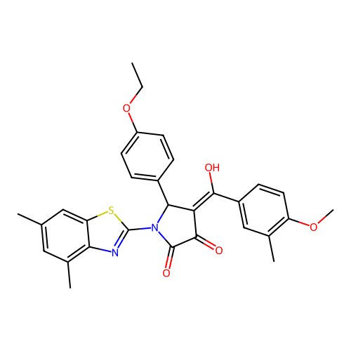 (4E)-1-(4,6-dimethyl-1,3-benzothiazol-2-yl)-5-(4-ethoxyphenyl)-4-[hydroxy(4-methoxy-3-methylphenyl)methylidene]pyrrolidine-2,3-dione structure