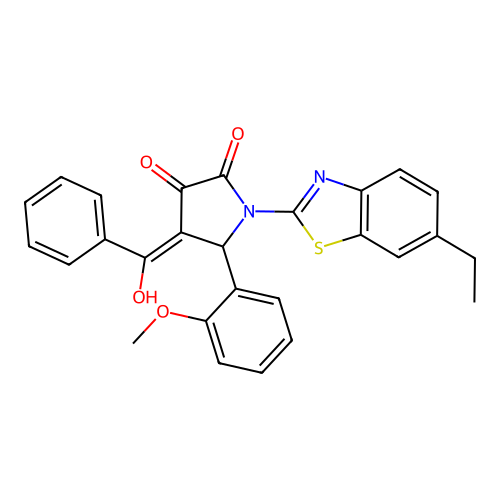 (4E)-1-(6-ethyl-1,3-benzothiazol-2-yl)-4-[hydroxy(phenyl)methylidene]-5-(2-methoxyphenyl)pyrrolidine-2,3-dione structure