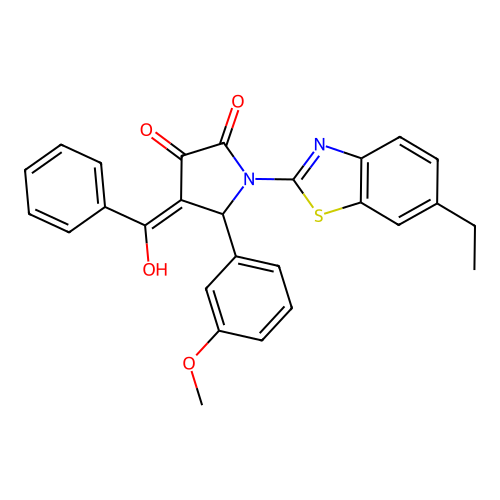 (4E)-1-(6-ethyl-1,3-benzothiazol-2-yl)-4-[hydroxy(phenyl)methylidene]-5-(3-methoxyphenyl)pyrrolidine-2,3-dione structure