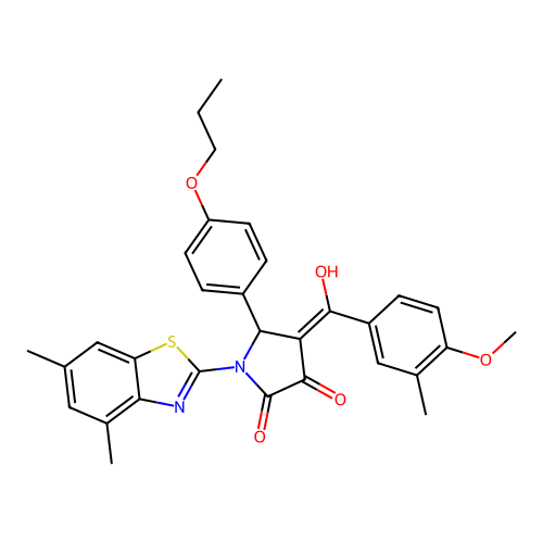 (4E)-1-(4,6-dimethyl-1,3-benzothiazol-2-yl)-4-[hydroxy(4-methoxy-3-methylphenyl)methylidene]-5-(4-propoxyphenyl)pyrrolidine-2,3-dione structure