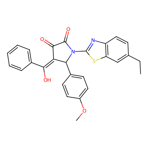 (4E)-1-(6-ethyl-1,3-benzothiazol-2-yl)-4-[hydroxy(phenyl)methylidene]-5-(4-methoxyphenyl)pyrrolidine-2,3-dione structure