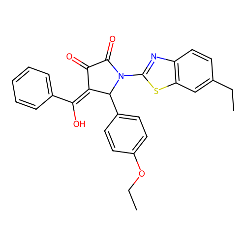 (4E)-5-(4-ethoxyphenyl)-1-(6-ethyl-1,3-benzothiazol-2-yl)-4-[hydroxy(phenyl)methylidene]pyrrolidine-2,3-dione structure