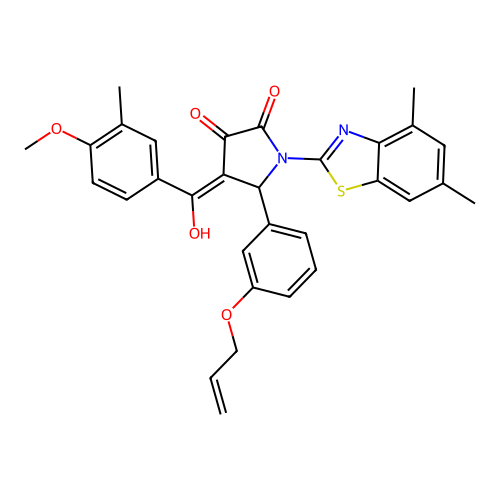 (4E)-1-(4,6-dimethyl-1,3-benzothiazol-2-yl)-4-[hydroxy(4-methoxy-3-methylphenyl)methylidene]-5-[3-(prop-2-en-1-yloxy)phenyl]pyrrolidine-2,3-dione structure