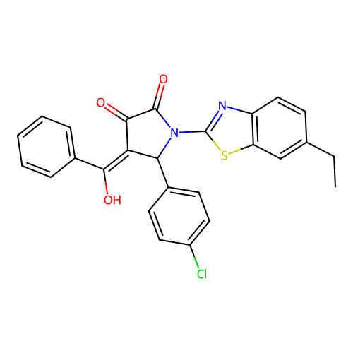 (4E)-5-(4-chlorophenyl)-1-(6-ethyl-1,3-benzothiazol-2-yl)-4-[hydroxy(phenyl)methylidene]pyrrolidine-2,3-dione structure