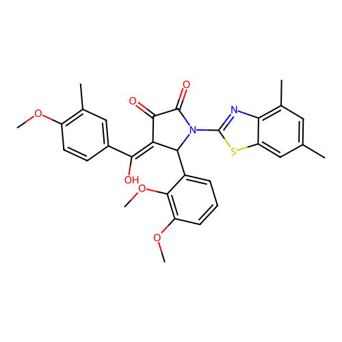 (4E)-5-(2,3-dimethoxyphenyl)-1-(4,6-dimethyl-1,3-benzothiazol-2-yl)-4-[hydroxy(4-methoxy-3-methylphenyl)methylidene]pyrrolidine-2,3-dione structure