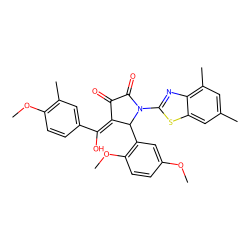 (4E)-5-(2,5-dimethoxyphenyl)-1-(4,6-dimethyl-1,3-benzothiazol-2-yl)-4-[hydroxy(4-methoxy-3-methylphenyl)methylidene]pyrrolidine-2,3-dione structure