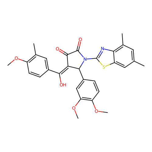 (4E)-5-(3,4-dimethoxyphenyl)-1-(4,6-dimethyl-1,3-benzothiazol-2-yl)-4-[hydroxy(4-methoxy-3-methylphenyl)methylidene]pyrrolidine-2,3-dione structure