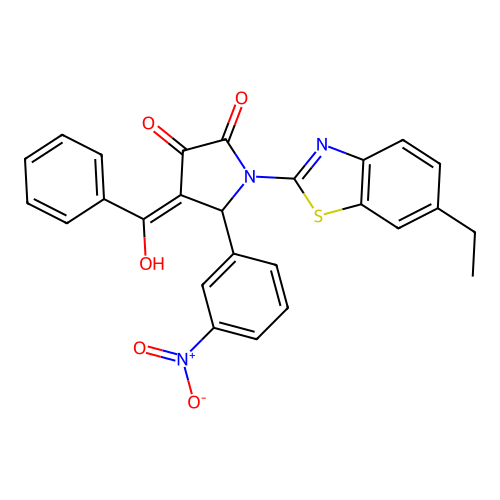 (4E)-1-(6-ethyl-1,3-benzothiazol-2-yl)-4-[hydroxy(phenyl)methylidene]-5-(3-nitrophenyl)pyrrolidine-2,3-dione structure