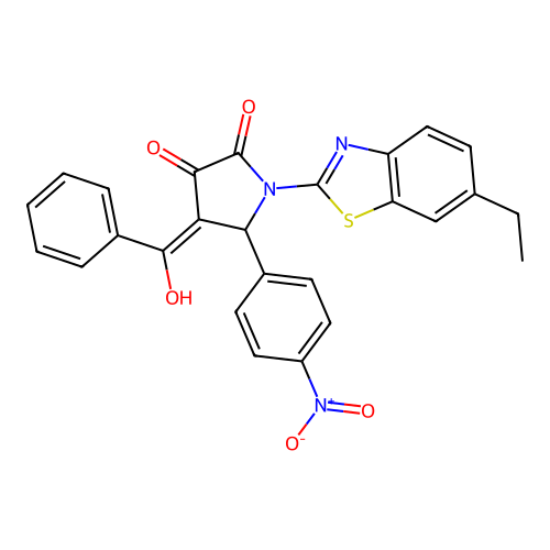 (4E)-1-(6-ethyl-1,3-benzothiazol-2-yl)-4-[hydroxy(phenyl)methylidene]-5-(4-nitrophenyl)pyrrolidine-2,3-dione structure