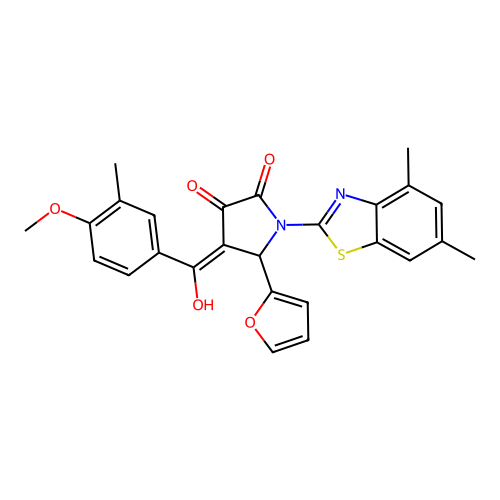 (4E)-1-(4,6-dimethyl-1,3-benzothiazol-2-yl)-5-(furan-2-yl)-4-[hydroxy(4-methoxy-3-methylphenyl)methylidene]pyrrolidine-2,3-dione structure