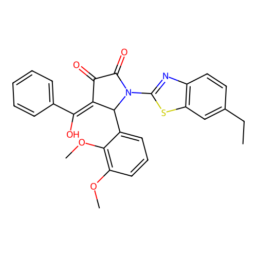 (4E)-5-(2,3-dimethoxyphenyl)-1-(6-ethyl-1,3-benzothiazol-2-yl)-4-[hydroxy(phenyl)methylidene]pyrrolidine-2,3-dione structure
