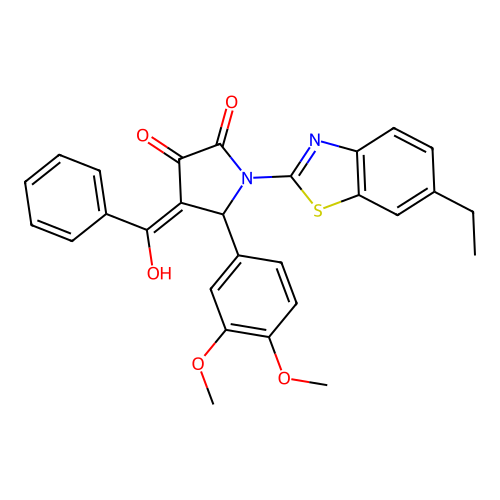 (4E)-5-(3,4-dimethoxyphenyl)-1-(6-ethyl-1,3-benzothiazol-2-yl)-4-[hydroxy(phenyl)methylidene]pyrrolidine-2,3-dione structure