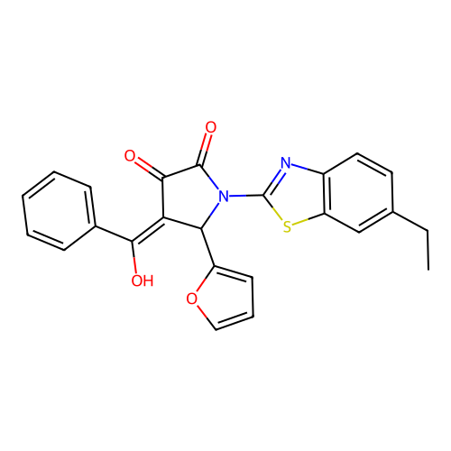 (4E)-1-(6-ethyl-1,3-benzothiazol-2-yl)-5-(furan-2-yl)-4-[hydroxy(phenyl)methylidene]pyrrolidine-2,3-dione structure
