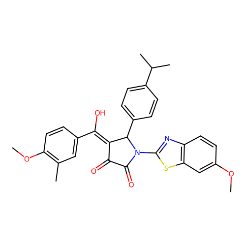 (4E)-4-[hydroxy(4-methoxy-3-methylphenyl)methylidene]-1-(6-methoxy-1,3-benzothiazol-2-yl)-5-[4-(propan-2-yl)phenyl]pyrrolidine-2,3-dione structure