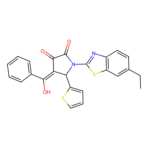 1-(6-ethylbenzothiazol-2-yl)-3-hydroxy-4-(phenylcarbonyl)-5-(2-thienyl)-3-pyrr olin-2-one structure