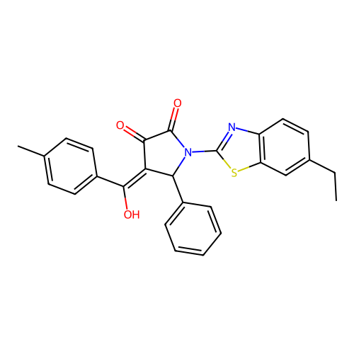 (4E)-1-(6-ethyl-1,3-benzothiazol-2-yl)-4-[hydroxy(4-methylphenyl)methylidene]-5-phenylpyrrolidine-2,3-dione structure