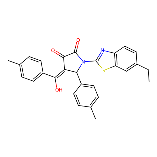 (4E)-1-(6-ethyl-1,3-benzothiazol-2-yl)-4-[hydroxy(4-methylphenyl)methylidene]-5-(4-methylphenyl)pyrrolidine-2,3-dione structure