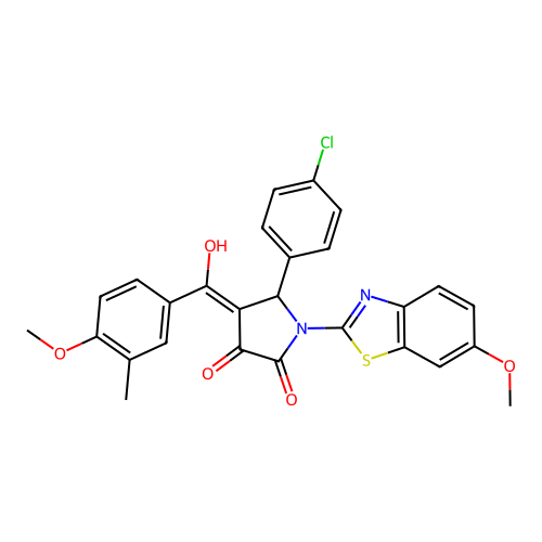 (4E)-5-(4-chlorophenyl)-4-[hydroxy(4-methoxy-3-methylphenyl)methylidene]-1-(6-methoxy-1,3-benzothiazol-2-yl)pyrrolidine-2,3-dione structure