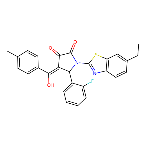 (4E)-1-(6-ethyl-1,3-benzothiazol-2-yl)-5-(2-fluorophenyl)-4-[hydroxy(4-methylphenyl)methylidene]pyrrolidine-2,3-dione structure
