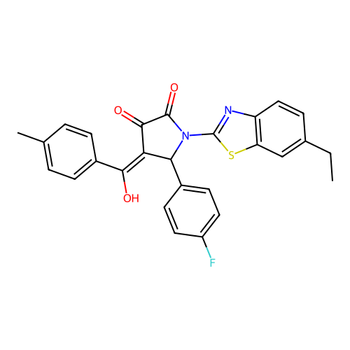 (4E)-1-(6-ethyl-1,3-benzothiazol-2-yl)-5-(4-fluorophenyl)-4-[hydroxy(4-methylphenyl)methylidene]pyrrolidine-2,3-dione structure