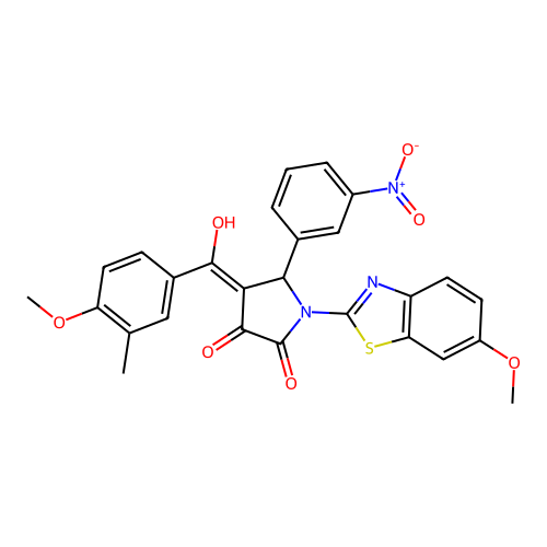 (4E)-4-[hydroxy(4-methoxy-3-methylphenyl)methylidene]-1-(6-methoxy-1,3-benzothiazol-2-yl)-5-(3-nitrophenyl)pyrrolidine-2,3-dione structure