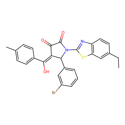 (4E)-5-(3-bromophenyl)-1-(6-ethyl-1,3-benzothiazol-2-yl)-4-[hydroxy(4-methylphenyl)methylidene]pyrrolidine-2,3-dione structure