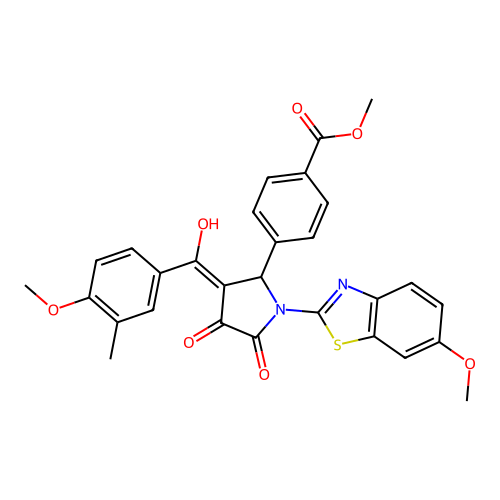 methyl 4-(4-hydroxy-3-(4-methoxy-3-methylbenzoyl)-1-(6-methoxybenzo[d]thiazol-2-yl)-5-oxo-2,5-dihydro-1H-pyrrol-2-yl)benzoate structure
