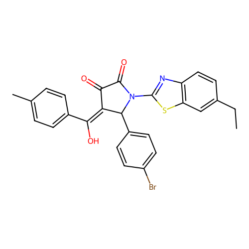 (4E)-5-(4-bromophenyl)-1-(6-ethyl-1,3-benzothiazol-2-yl)-4-[hydroxy(4-methylphenyl)methylidene]pyrrolidine-2,3-dione structure