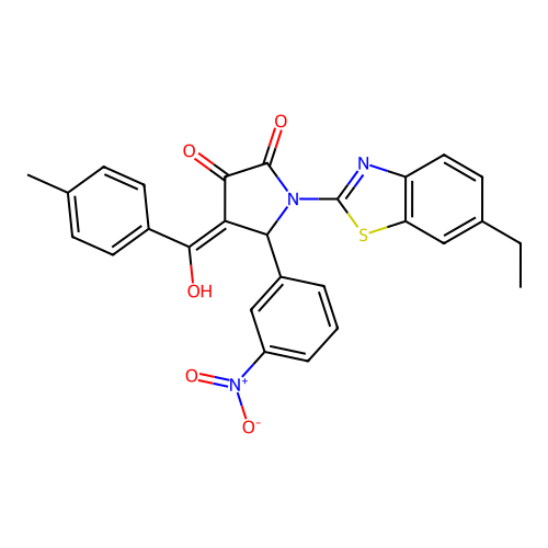 (4E)-1-(6-ethyl-1,3-benzothiazol-2-yl)-4-[hydroxy(4-methylphenyl)methylidene]-5-(3-nitrophenyl)pyrrolidine-2,3-dione structure