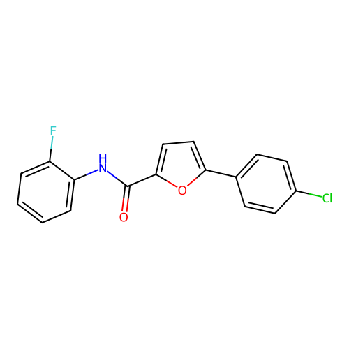 5-(4-chlorophenyl)-N-(2-fluorophenyl)furan-2-carboxamide structure