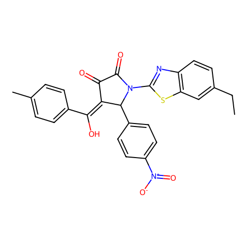 (4E)-1-(6-ethyl-1,3-benzothiazol-2-yl)-4-[hydroxy(4-methylphenyl)methylidene]-5-(4-nitrophenyl)pyrrolidine-2,3-dione structure