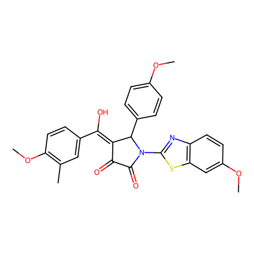 (4E)-4-[hydroxy(4-methoxy-3-methylphenyl)methylidene]-1-(6-methoxy-1,3-benzothiazol-2-yl)-5-(4-methoxyphenyl)pyrrolidine-2,3-dione structure