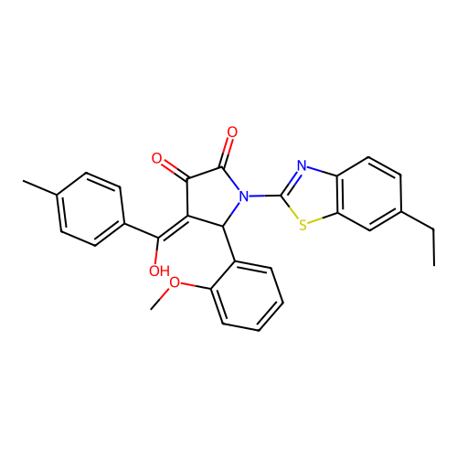 (4E)-1-(6-ethyl-1,3-benzothiazol-2-yl)-4-[hydroxy(4-methylphenyl)methylidene]-5-(2-methoxyphenyl)pyrrolidine-2,3-dione structure